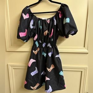 Colorful Patterned Off-Shoulder Dress